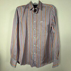 Faconnable Club Mens Long Sleeve Button-Up Shirt Large Multicolor Stripes Cotton
